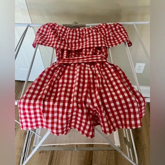 HYFVE Red and White Gingham Romper - Picture 2 of 3